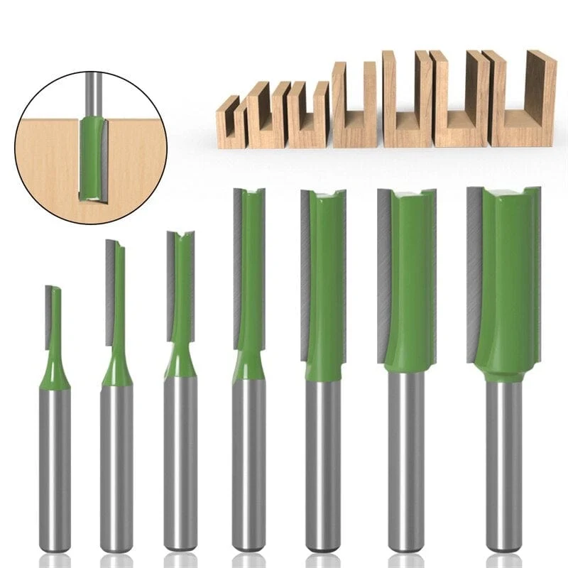1/4 zoll 6mm Schaft Gerade Bit Fräser Einzigen Doppel Flöte Holz Fräser Wolfram Hartmetall Router Bit Holzbearbeitung Werkzeug set