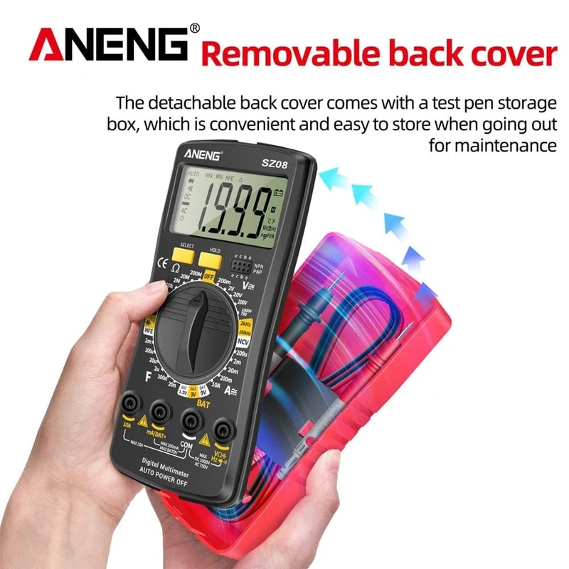 ANENG SZ08 Digital-Multimeter, ultradünn, professionelles Multimetro, Auto-Voltmeter, AC, DC, 220 V, Widerstands-Handtester