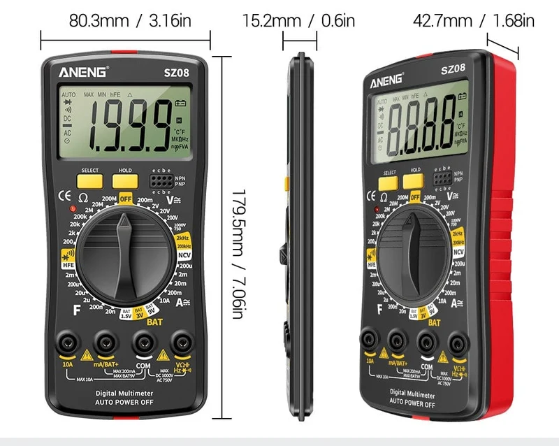 ANENG SZ08 Digital-Multimeter, ultradünn, professionelles Multimetro, Auto-Voltmeter, AC, DC, 220 V, Widerstands-Handtester