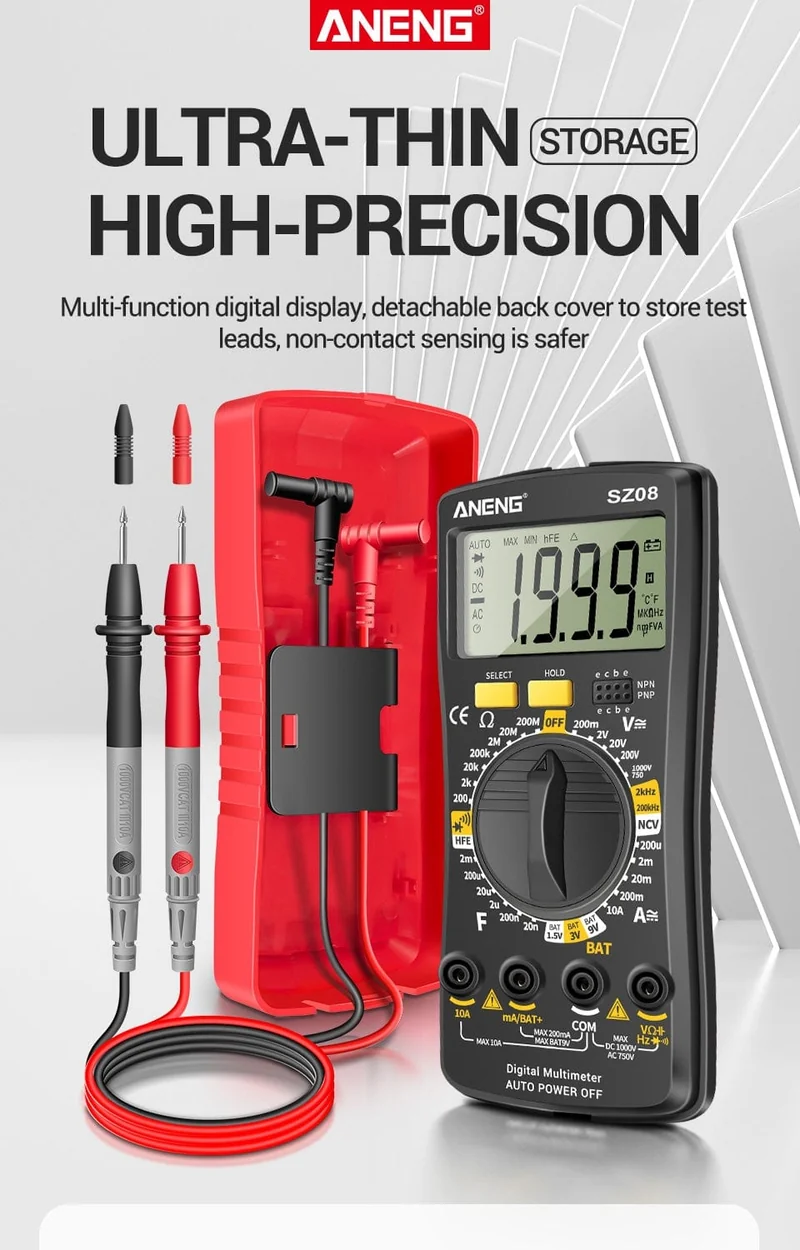 ANENG SZ08 Digital-Multimeter, ultradünn, professionelles Multimetro, Auto-Voltmeter, AC, DC, 220 V, Widerstands-Handtester