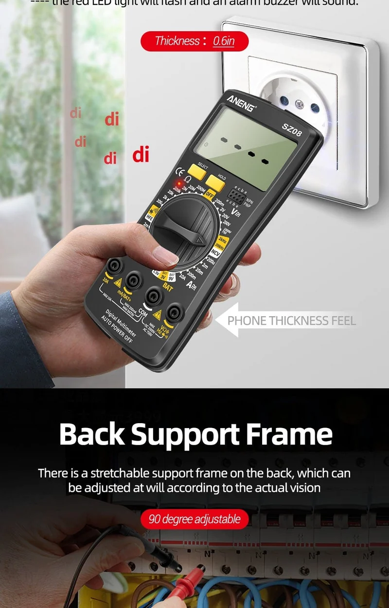 ANENG SZ08 Digital-Multimeter, ultradünn, professionelles Multimetro, Auto-Voltmeter, AC, DC, 220 V, Widerstands-Handtester