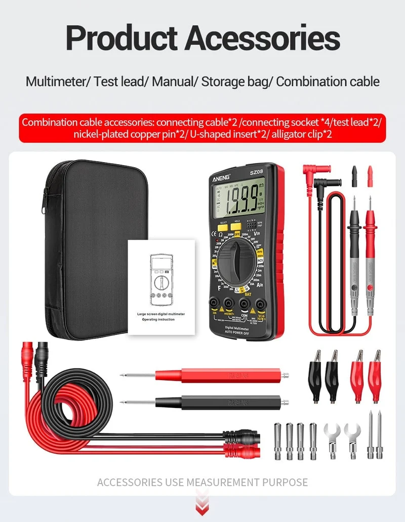 ANENG SZ08 Digital-Multimeter, ultradünn, professionelles Multimetro, Auto-Voltmeter, AC, DC, 220 V, Widerstands-Handtester