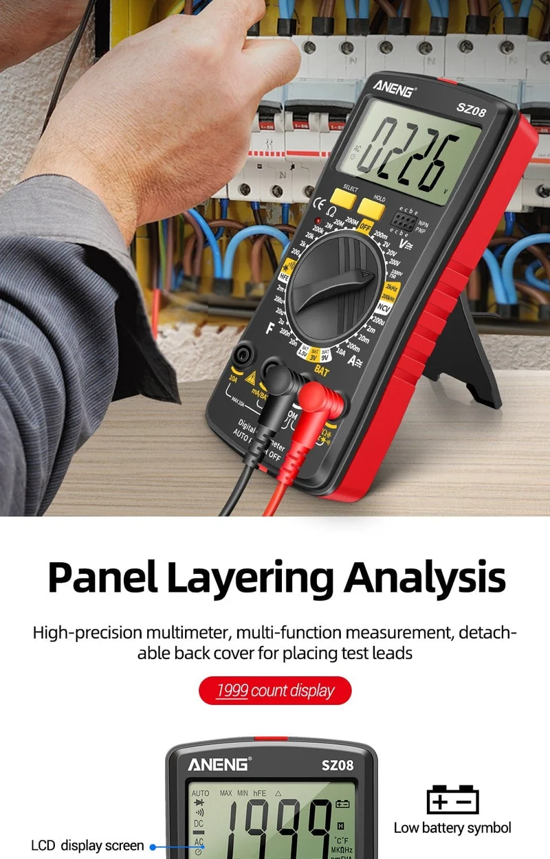 ANENG SZ08 Digital-Multimeter, ultradünn, professionelles Multimetro, Auto-Voltmeter, AC, DC, 220 V, Widerstands-Handtester