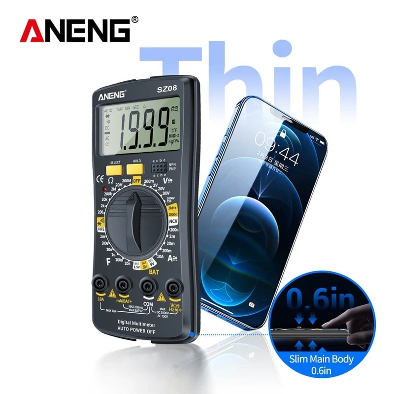 ANENG SZ08 Digital-Multimeter, ultradünn, professionelles Multimetro, Auto-Voltmeter, AC, DC, 220 V, Widerstands-Handtester