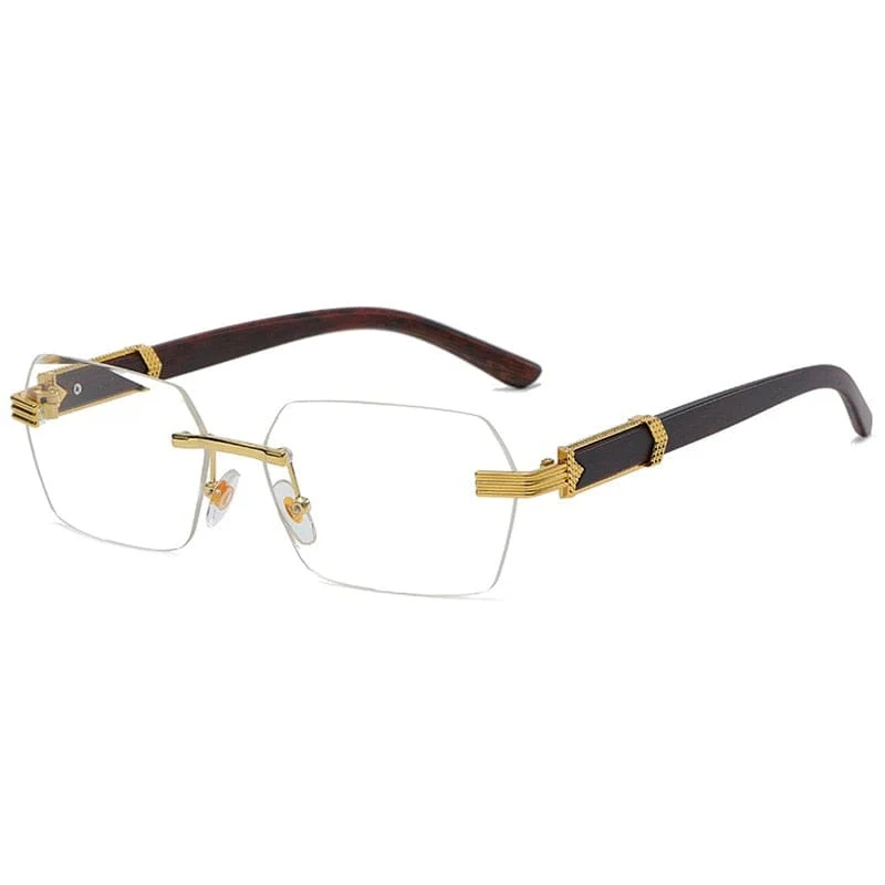Luxus Randlose Quadrat Sonnenbrille Männer Marke Designer Rahmenlose Gradienten Sonnenbrille Frauen Mode Vintage Holz Oculos De Sol