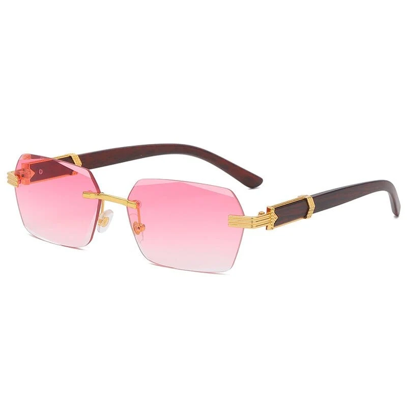 Luxus Randlose Quadrat Sonnenbrille Männer Marke Designer Rahmenlose Gradienten Sonnenbrille Frauen Mode Vintage Holz Oculos De Sol