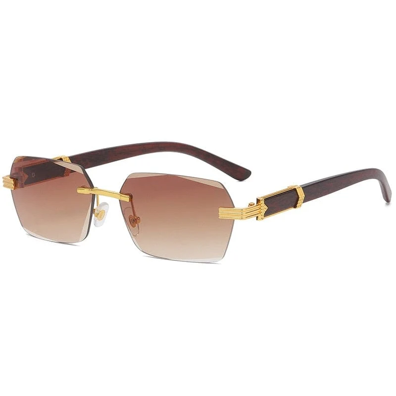 Luxus Randlose Quadrat Sonnenbrille Männer Marke Designer Rahmenlose Gradienten Sonnenbrille Frauen Mode Vintage Holz Oculos De Sol
