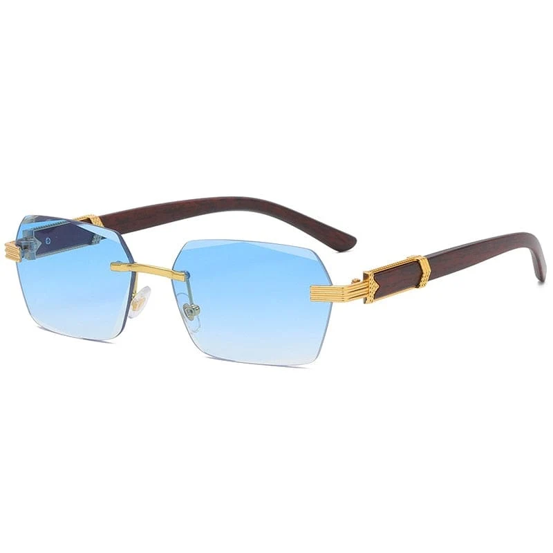 Luxus Randlose Quadrat Sonnenbrille Männer Marke Designer Rahmenlose Gradienten Sonnenbrille Frauen Mode Vintage Holz Oculos De Sol