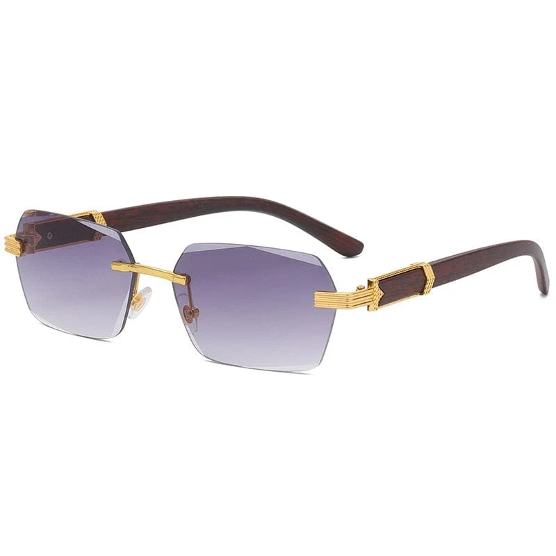 Luxus Randlose Quadrat Sonnenbrille Männer Marke Designer Rahmenlose Gradienten Sonnenbrille Frauen Mode Vintage Holz Oculos De Sol
