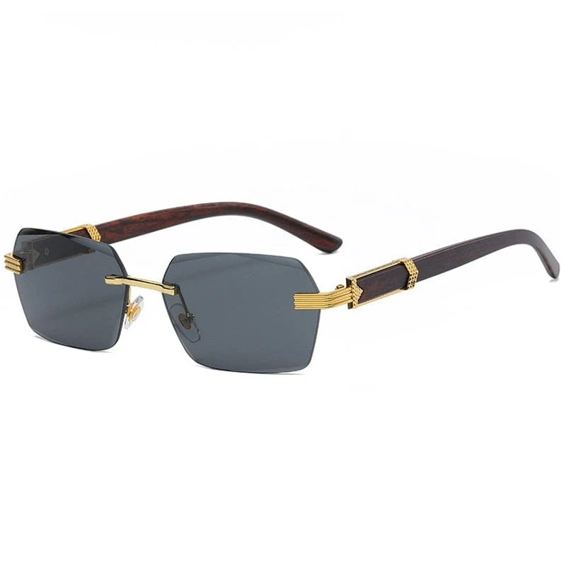 Luxus Randlose Quadrat Sonnenbrille Männer Marke Designer Rahmenlose Gradienten Sonnenbrille Frauen Mode Vintage Holz Oculos De Sol