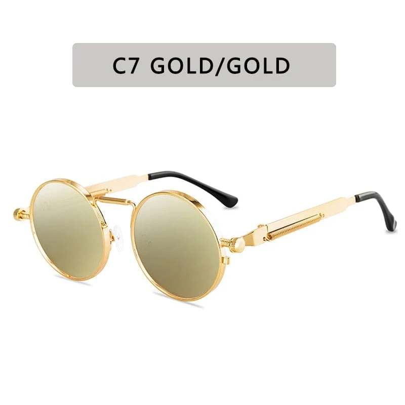 Retro Runde Sonnenbrille Männer Frauen Marke Designer Punk Stil Winddicht Metall Rahmen Vintage Sonnenbrille Oculos De Sol