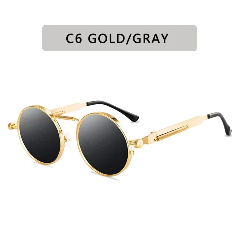 Retro Runde Sonnenbrille Männer Frauen Marke Designer Punk Stil Winddicht Metall Rahmen Vintage Sonnenbrille Oculos De Sol