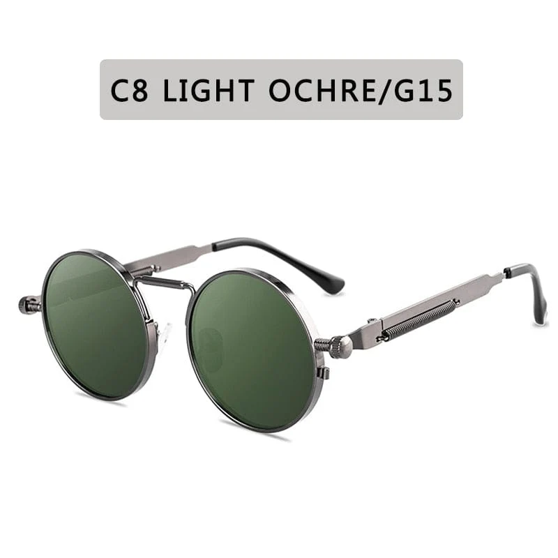 Retro Runde Sonnenbrille Männer Frauen Marke Designer Punk Stil Winddicht Metall Rahmen Vintage Sonnenbrille Oculos De Sol