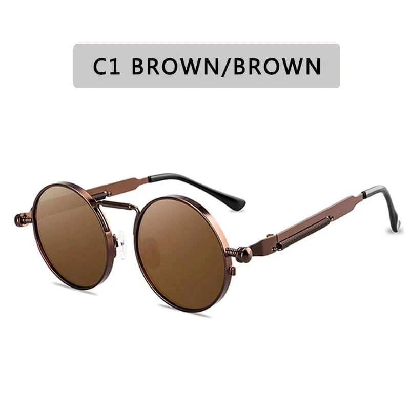 Retro Runde Sonnenbrille Männer Frauen Marke Designer Punk Stil Winddicht Metall Rahmen Vintage Sonnenbrille Oculos De Sol