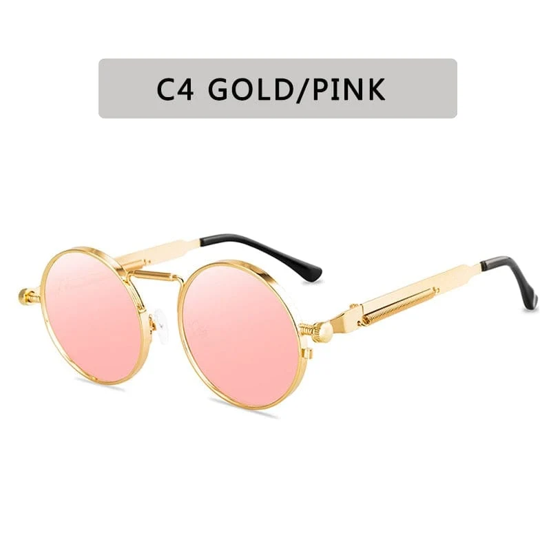 Retro Runde Sonnenbrille Männer Frauen Marke Designer Punk Stil Winddicht Metall Rahmen Vintage Sonnenbrille Oculos De Sol
