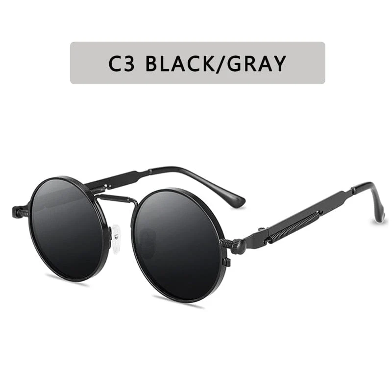 Retro Runde Sonnenbrille Männer Frauen Marke Designer Punk Stil Winddicht Metall Rahmen Vintage Sonnenbrille Oculos De Sol