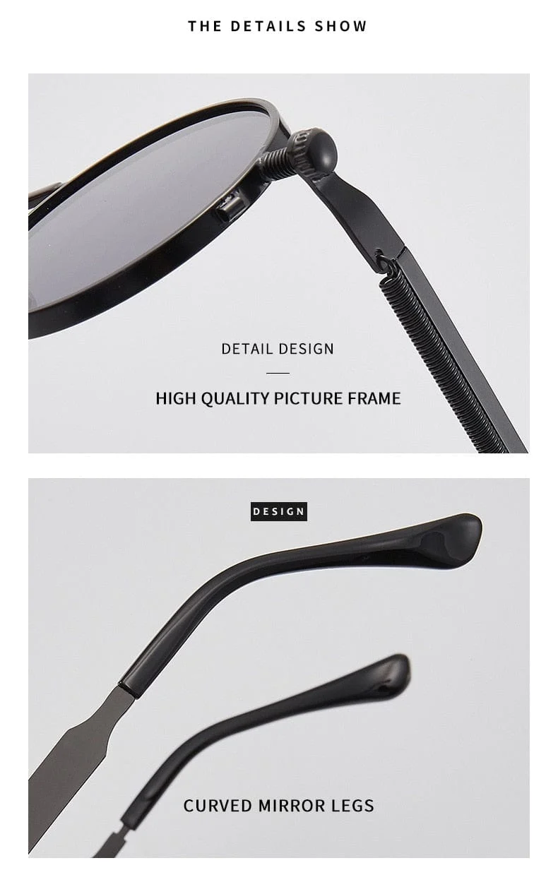 Retro Runde Sonnenbrille Männer Frauen Marke Designer Punk Stil Winddicht Metall Rahmen Vintage Sonnenbrille Oculos De Sol