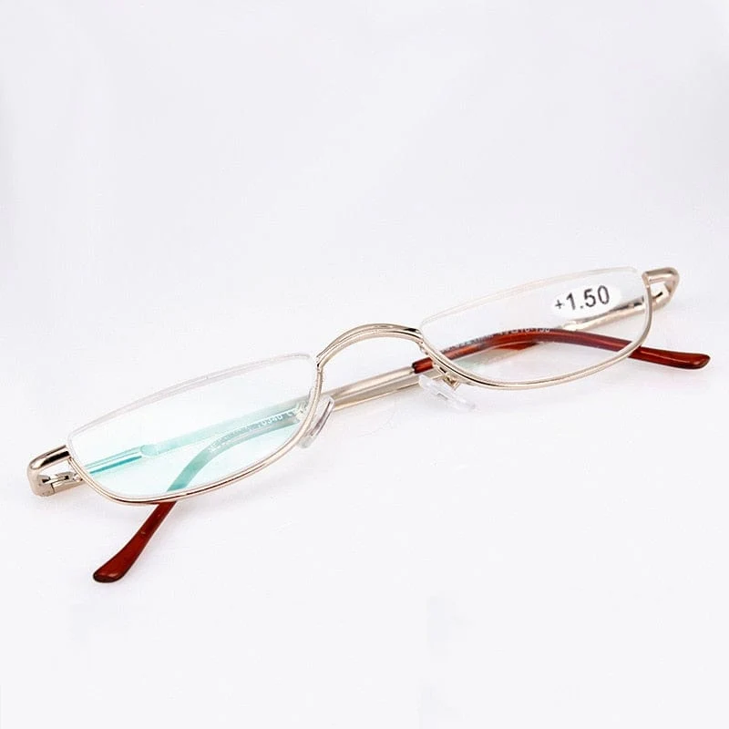 Seemfly Fashion Style Kleine Halbrahmen-Lesebrille Ultraleichte klare Presbyopie-Brille Tragbares Geschenk für alte Männer und Frauen