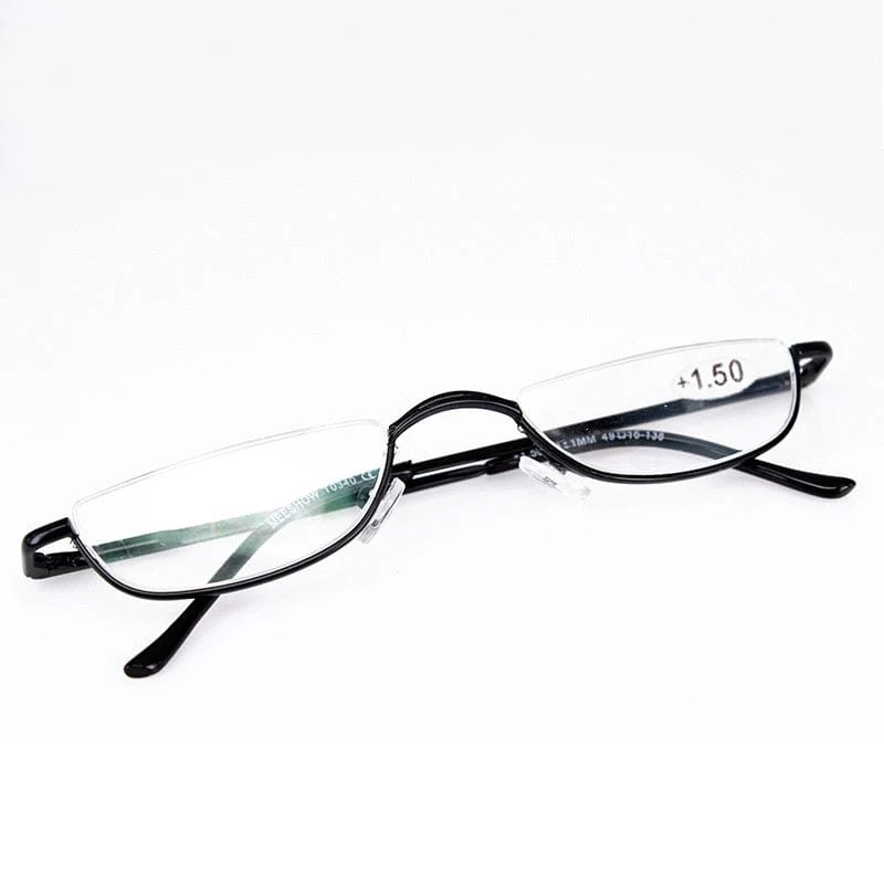 Seemfly Fashion Style Kleine Halbrahmen-Lesebrille Ultraleichte klare Presbyopie-Brille Tragbares Geschenk für alte Männer und Frauen