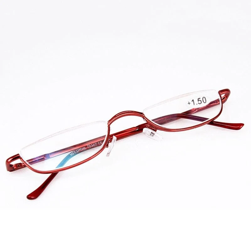 Seemfly Fashion Style Kleine Halbrahmen-Lesebrille Ultraleichte klare Presbyopie-Brille Tragbares Geschenk für alte Männer und Frauen