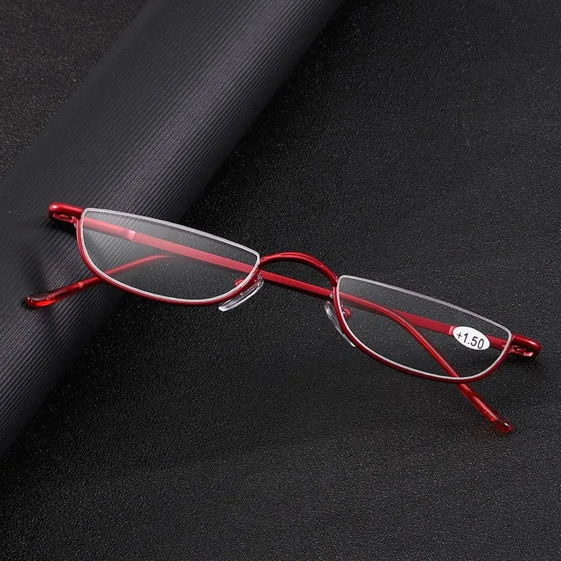 Seemfly Fashion Style Kleine Halbrahmen-Lesebrille Ultraleichte klare Presbyopie-Brille Tragbares Geschenk für alte Männer und Frauen