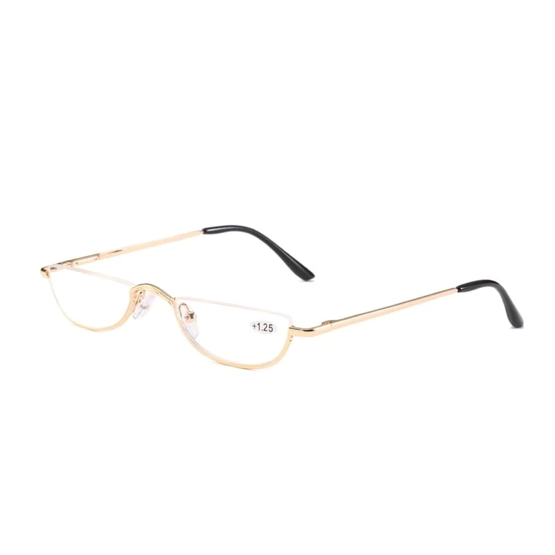 Seemfly Fashion Style Kleine Halbrahmen-Lesebrille Ultraleichte klare Presbyopie-Brille Tragbares Geschenk für alte Männer und Frauen