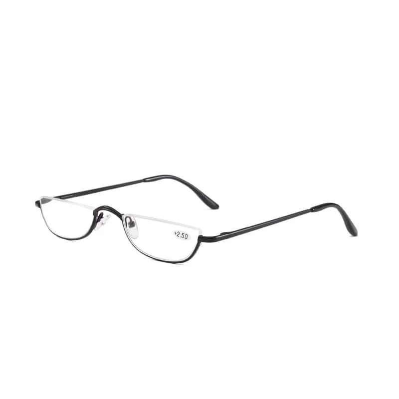 Seemfly Fashion Style Kleine Halbrahmen-Lesebrille Ultraleichte klare Presbyopie-Brille Tragbares Geschenk für alte Männer und Frauen