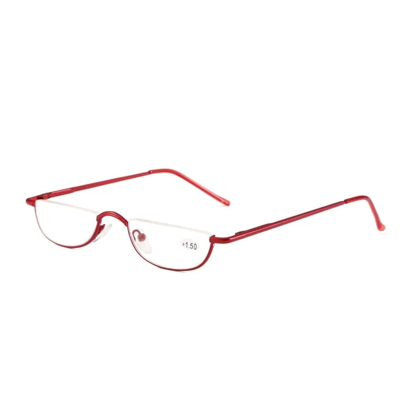 Seemfly Fashion Style Kleine Halbrahmen-Lesebrille Ultraleichte klare Presbyopie-Brille Tragbares Geschenk für alte Männer und Frauen