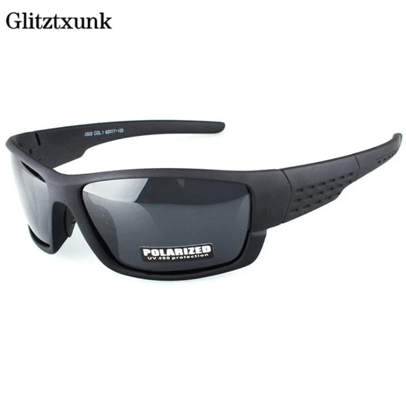 Glitztxunk Polarisierte Sonnenbrille Herren Markendesigner Quadratische Sport-Sonnenbrille für Herren Fahren Schwarze Rahmenbrille UV400 okulary