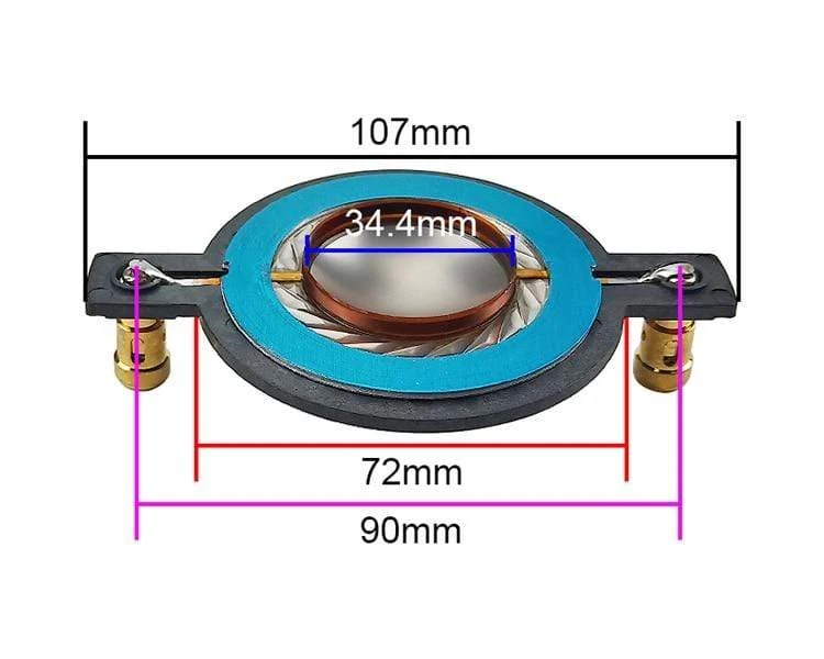 GHXAMP 34.4 MM Hochtöner Membran Schwingspule Titan Film Flache aluminium Treiber 34.5 core komponenten Mit Säule 90MM 1Pairs