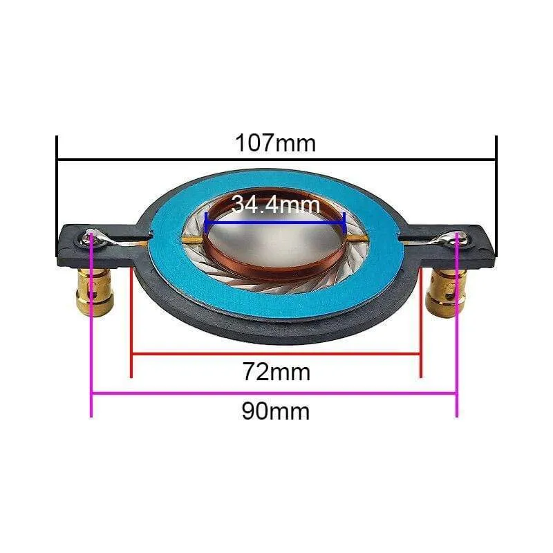 GHXAMP 34.4 MM Hochtöner Membran Schwingspule Titan Film Flache aluminium Treiber 34.5 core komponenten Mit Säule 90MM 1Pairs