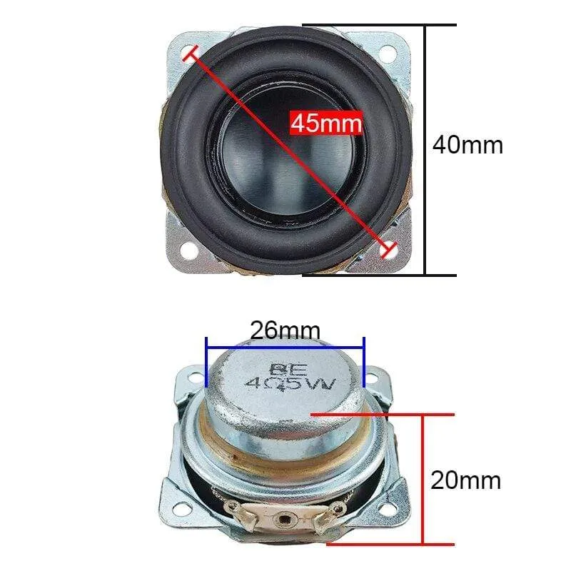 GHXAMP 1.5 Zoll 40mm Breitbandlautsprecher 4Ohm 5W Neodym Bluetooth-Lautsprecher Aluminiumbecken Reparatur Audiotreiber DIY 2St
