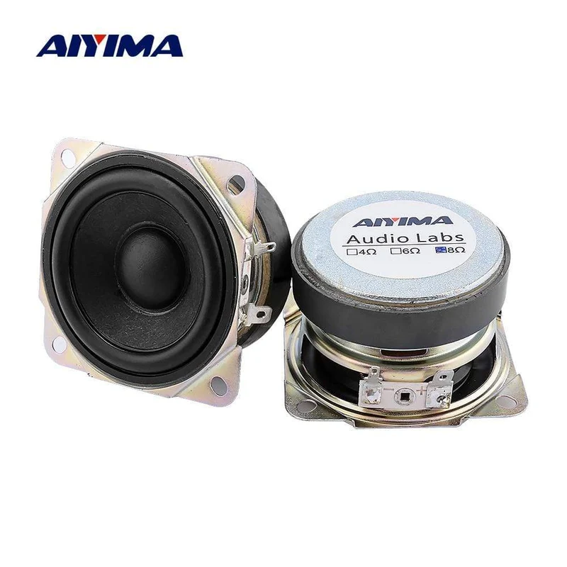 AIYIMA 2Pcs 2.5 Zoll Breitbandlautsprecher Einheiten 8 Ohm 10W Sound Lautsprecher Fahrer 66MM Gummi Rand Lautsprecher DIY Heimkino