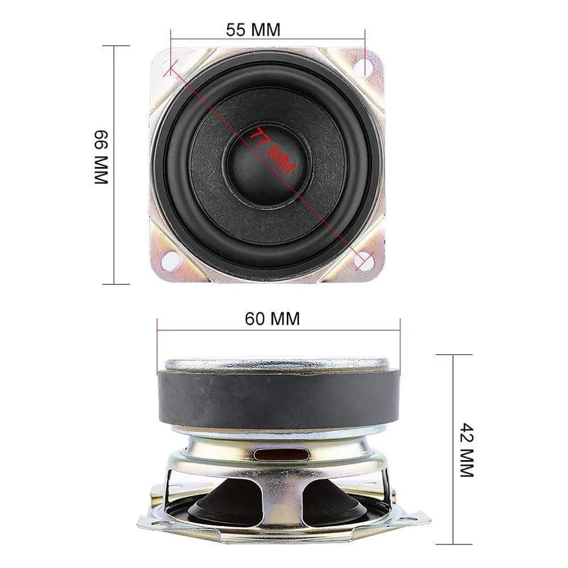 AIYIMA 2Pcs 2.5 Zoll Breitbandlautsprecher Einheiten 8 Ohm 10W Sound Lautsprecher Fahrer 66MM Gummi Rand Lautsprecher DIY Heimkino