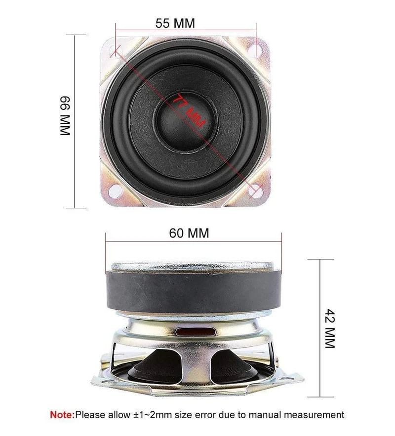 AIYIMA 2Pcs 2.5 Zoll Breitbandlautsprecher Einheiten 8 Ohm 10W Sound Lautsprecher Fahrer 66MM Gummi Rand Lautsprecher DIY Heimkino