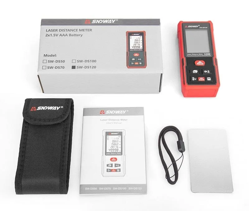 SNDWAY Laser-Entfernungsmesser Hochpräziser Roulette-Laser-Entfernungsmesser, der 40 m, 100 m, 120 m digitales Maßband-Entfernungsmesser misst