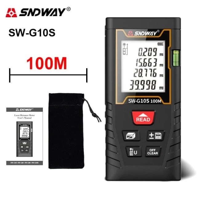 SNDWAY Laser-Entfernungsmesser Hochpräziser Roulette-Laser-Entfernungsmesser, der 40 m, 100 m, 120 m digitales Maßband-Entfernungsmesser misst
