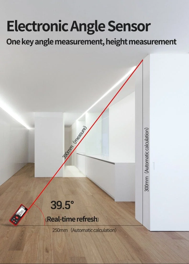 SNDWAY Laser-Entfernungsmesser Hochpräziser Roulette-Laser-Entfernungsmesser, der 40 m, 100 m, 120 m digitales Maßband-Entfernungsmesser misst