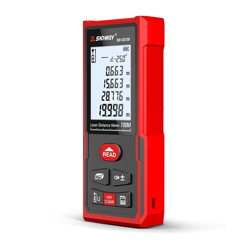 SNDWAY Laser-Entfernungsmesser Hochpräziser Roulette-Laser-Entfernungsmesser, der 40 m, 100 m, 120 m digitales Maßband-Entfernungsmesser misst
