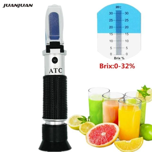 Refraktometer Alle Arten Brix Alkohol Salzgehalt Handrefraktometer Wein Bier Zucker Obst Gemüse Saft mit ATC 40 % Rabatt