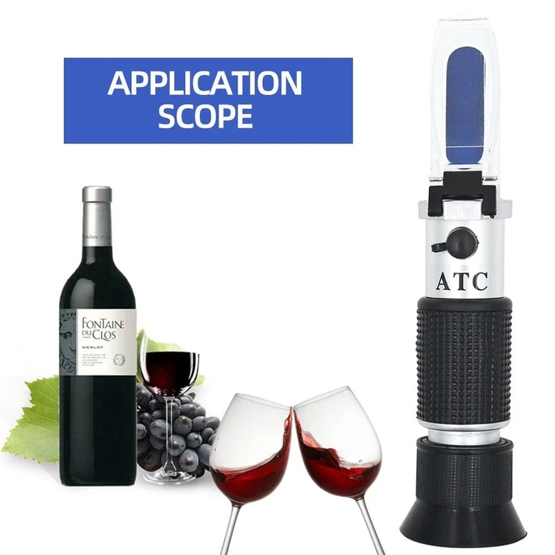 Refraktometer Alle Arten Brix Alkohol Salzgehalt Handrefraktometer Wein Bier Zucker Obst Gemüse Saft mit ATC 40 % Rabatt