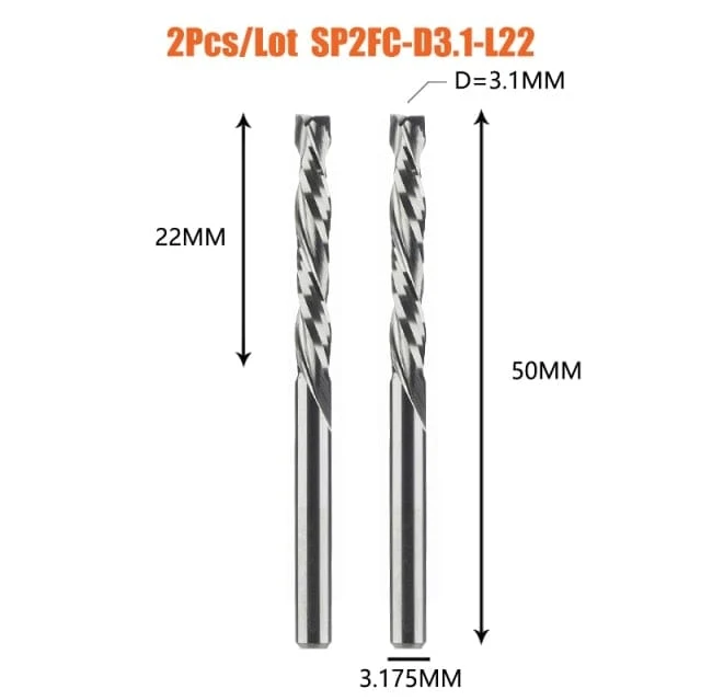 2 TEILE/LOS Kompressionsfräser Holzarbeiten UNTEN Schnitt Zwei Flöte Spirale Hartmetallfräser CNC Fräser Holz Schaftfräser