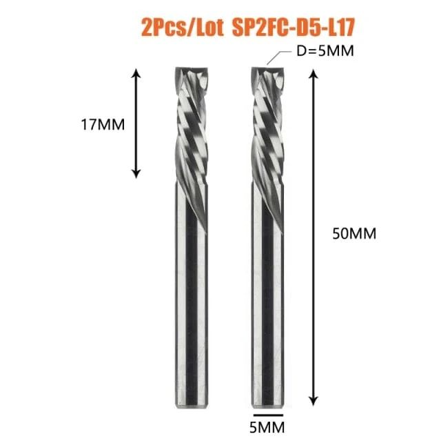 2 TEILE/LOS Kompressionsfräser Holzarbeiten UNTEN Schnitt Zwei Flöte Spirale Hartmetallfräser CNC Fräser Holz Schaftfräser