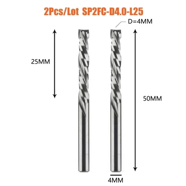 2 TEILE/LOS Kompressionsfräser Holzarbeiten UNTEN Schnitt Zwei Flöte Spirale Hartmetallfräser CNC Fräser Holz Schaftfräser