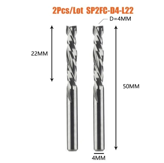 2 TEILE/LOS Kompressionsfräser Holzarbeiten UNTEN Schnitt Zwei Flöte Spirale Hartmetallfräser CNC Fräser Holz Schaftfräser