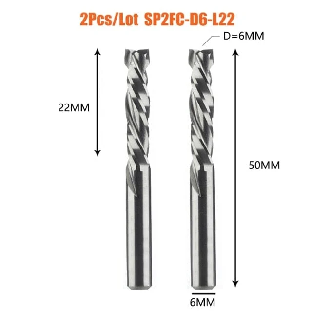 2 TEILE/LOS Kompressionsfräser Holzarbeiten UNTEN Schnitt Zwei Flöte Spirale Hartmetallfräser CNC Fräser Holz Schaftfräser