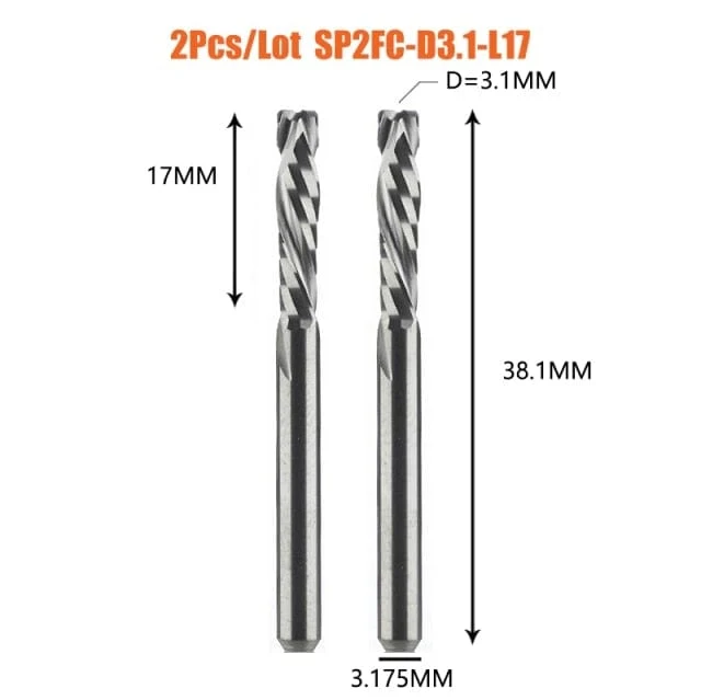 2 TEILE/LOS Kompressionsfräser Holzarbeiten UNTEN Schnitt Zwei Flöte Spirale Hartmetallfräser CNC Fräser Holz Schaftfräser