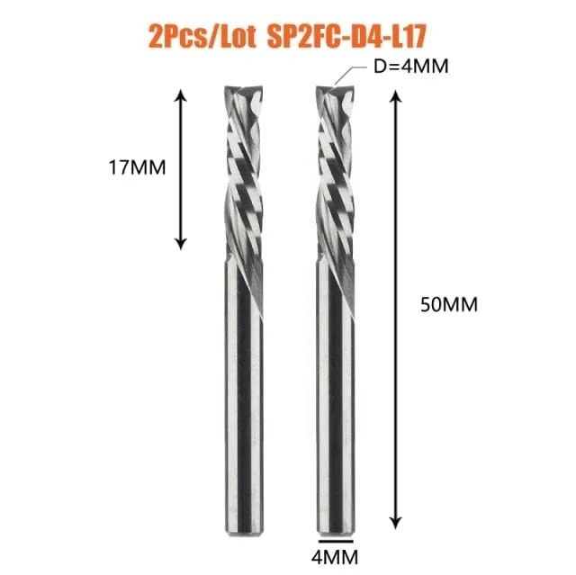 2 TEILE/LOS Kompressionsfräser Holzarbeiten UNTEN Schnitt Zwei Flöte Spirale Hartmetallfräser CNC Fräser Holz Schaftfräser