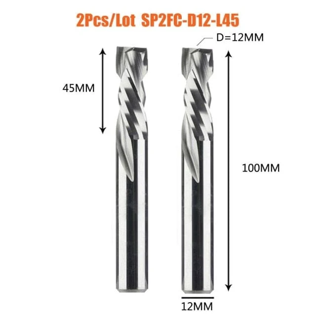 2 TEILE/LOS Kompressionsfräser Holzarbeiten UNTEN Schnitt Zwei Flöte Spirale Hartmetallfräser CNC Fräser Holz Schaftfräser