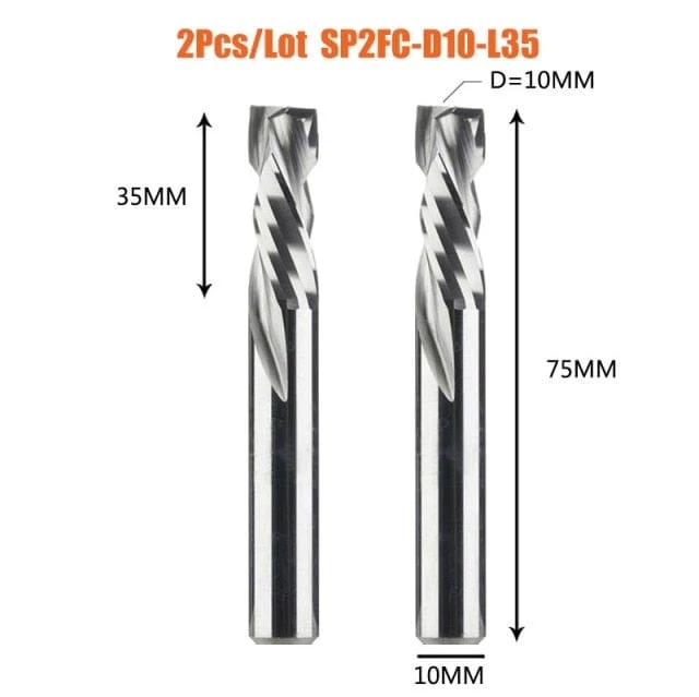 2 TEILE/LOS Kompressionsfräser Holzarbeiten UNTEN Schnitt Zwei Flöte Spirale Hartmetallfräser CNC Fräser Holz Schaftfräser